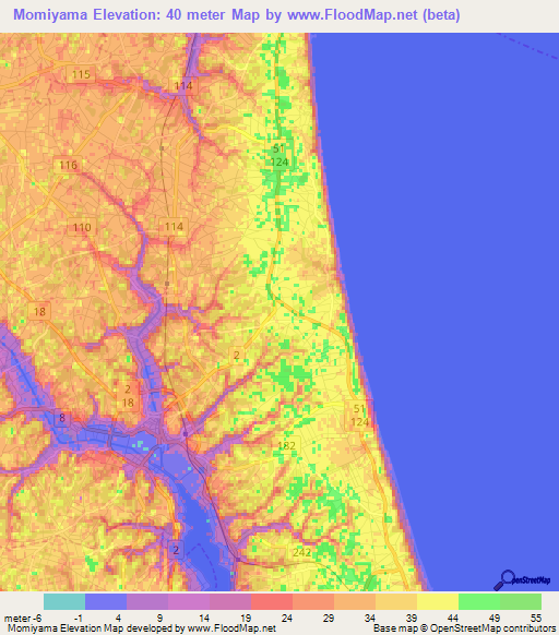 Momiyama,Japan Elevation Map