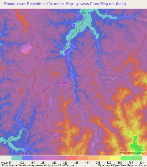 Minamizawa,Japan Elevation Map