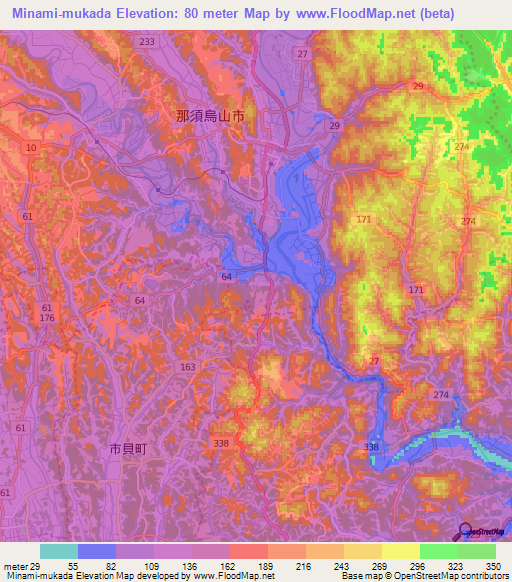 Minami-mukada,Japan Elevation Map