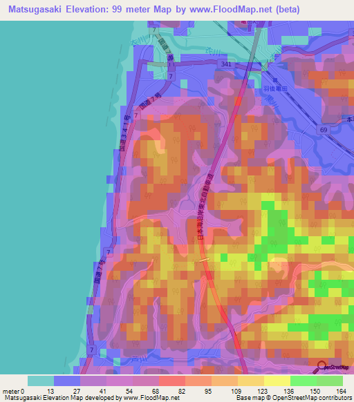 Matsugasaki,Japan Elevation Map