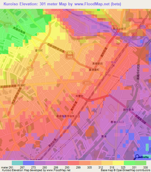 Kuroiso,Japan Elevation Map