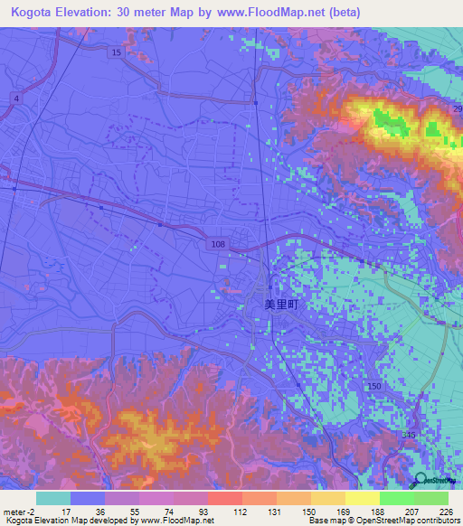 Kogota,Japan Elevation Map
