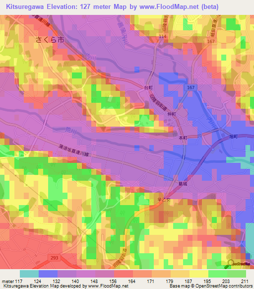 Kitsuregawa,Japan Elevation Map