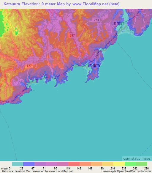 Katsuura,Japan Elevation Map