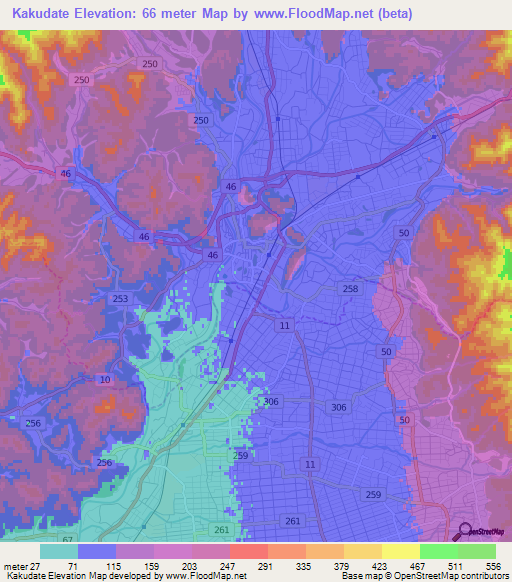 Kakudate,Japan Elevation Map