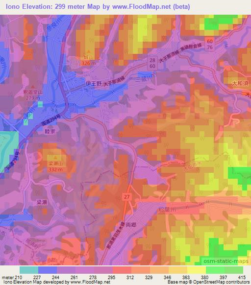 Iono,Japan Elevation Map