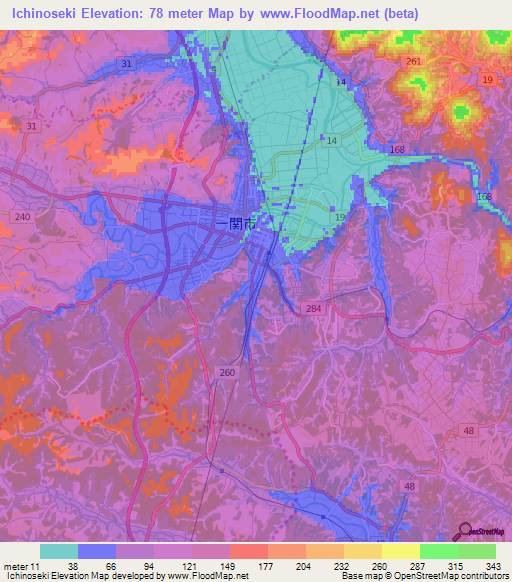 Ichinoseki,Japan Elevation Map