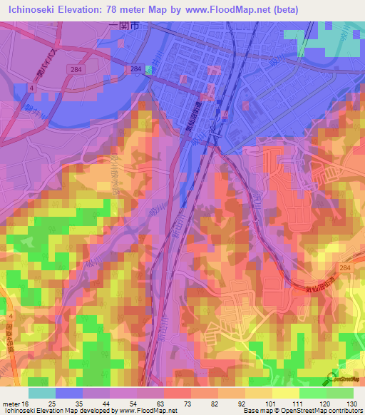 Ichinoseki,Japan Elevation Map