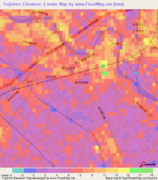 Fujishiro,Japan Elevation Map