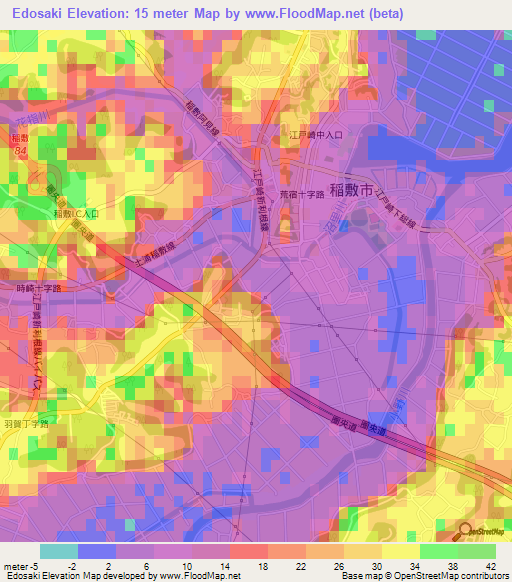 Edosaki,Japan Elevation Map