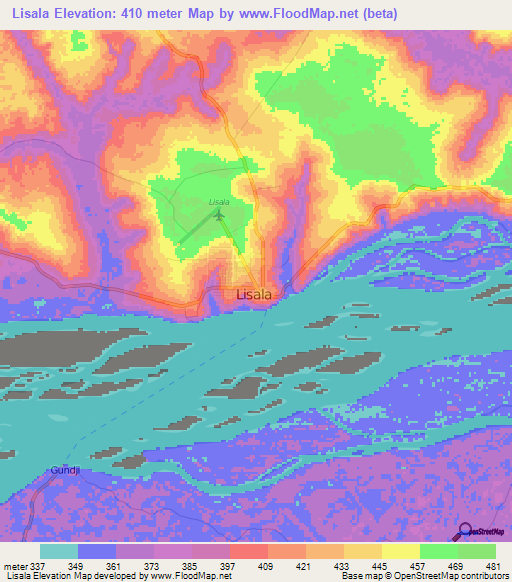 Lisala,Congo (Kinshasa) Elevation Map