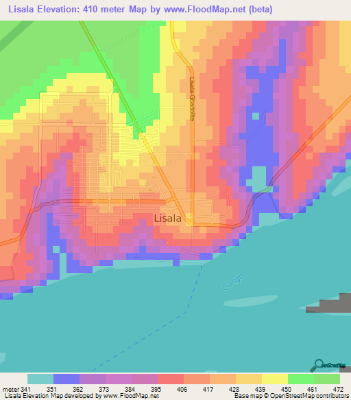 Lisala,Congo (Kinshasa) Elevation Map