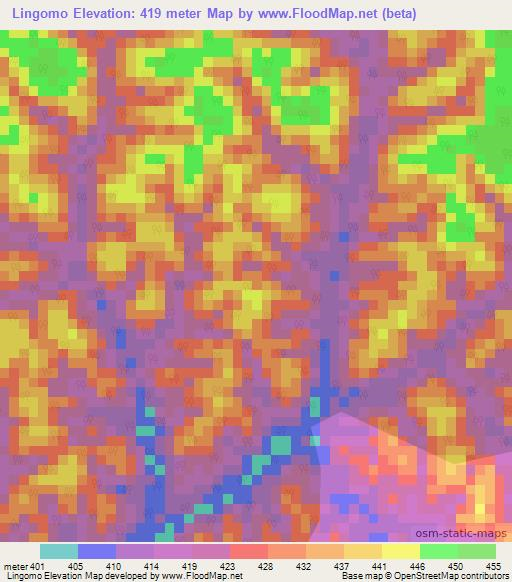 Lingomo,Congo (Kinshasa) Elevation Map