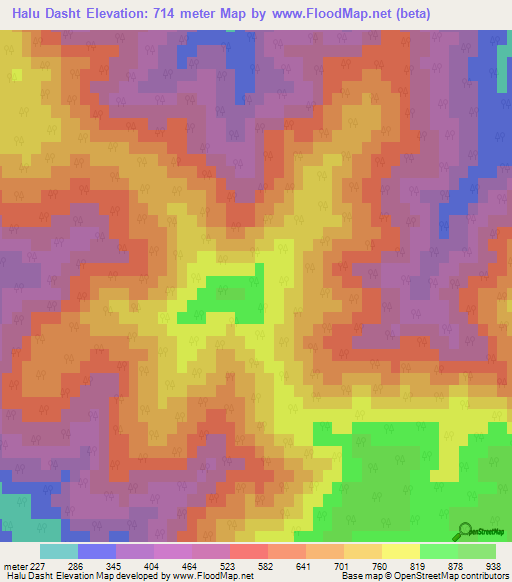 Halu Dasht,Iran Elevation Map