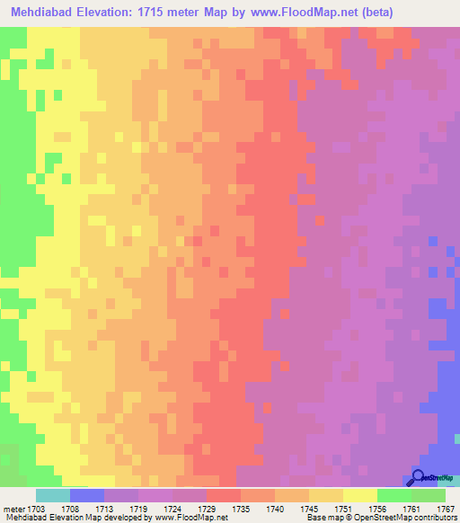 Mehdiabad,Iran Elevation Map
