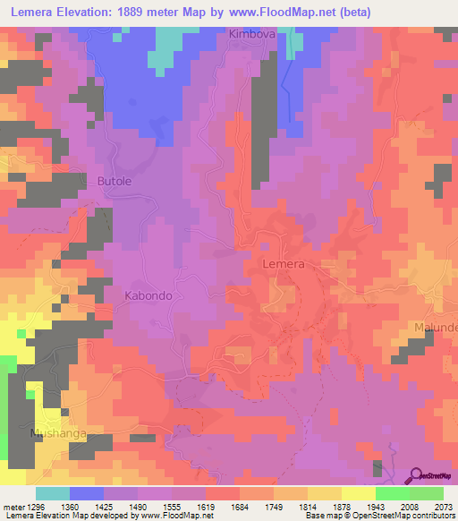Lemera,Congo (Kinshasa) Elevation Map