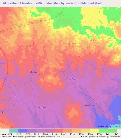 Akbarabad,Iran Elevation Map