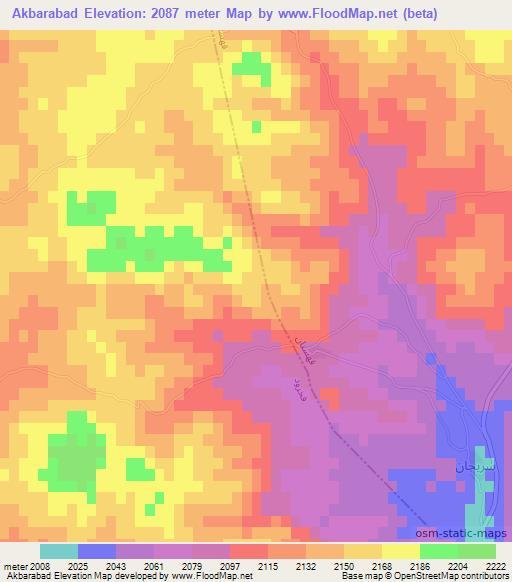 Akbarabad,Iran Elevation Map