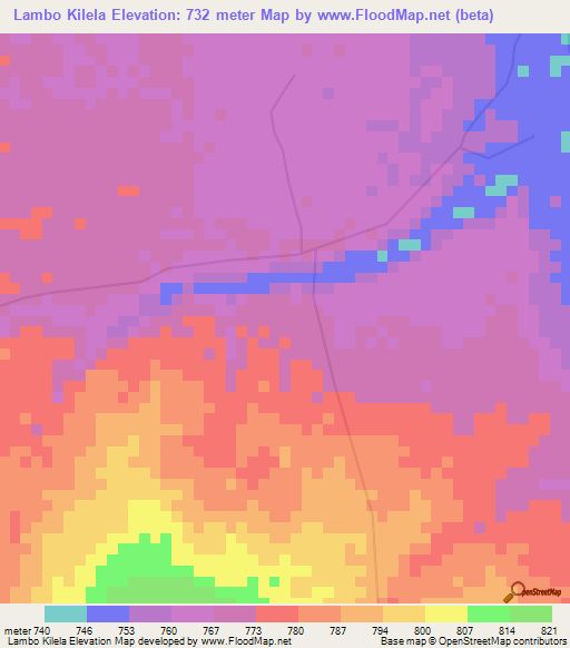 Lambo Kilela,Congo (Kinshasa) Elevation Map