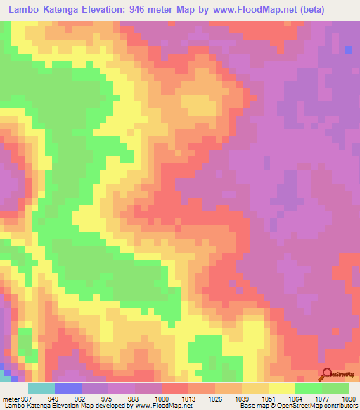Lambo Katenga,Congo (Kinshasa) Elevation Map