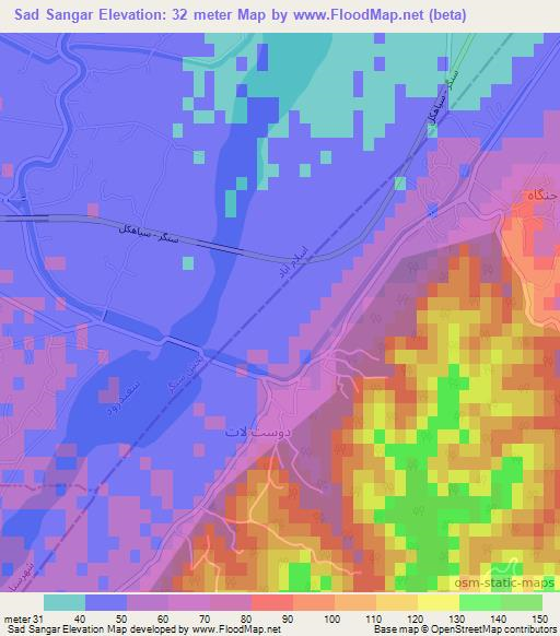 Sad Sangar,Iran Elevation Map
