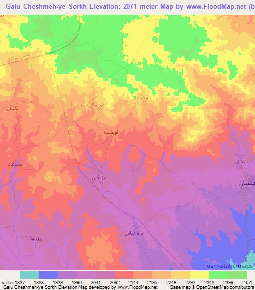 Galu Cheshmeh-ye Sorkh,Iran Elevation Map