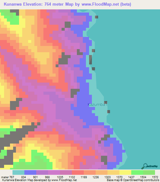Kunanwa,Congo (Kinshasa) Elevation Map