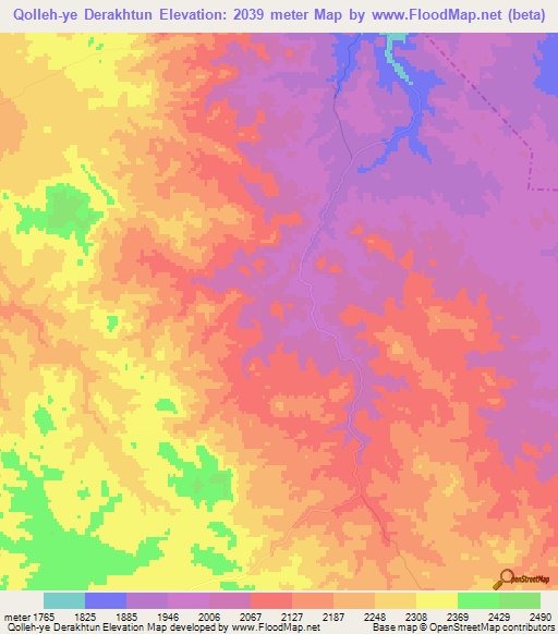 Qolleh-ye Derakhtun,Iran Elevation Map