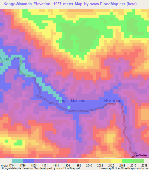 Kongo-Matanda,Congo (Kinshasa) Elevation Map