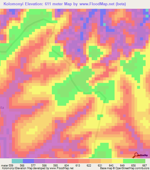 Kolomonyi,Congo (Kinshasa) Elevation Map