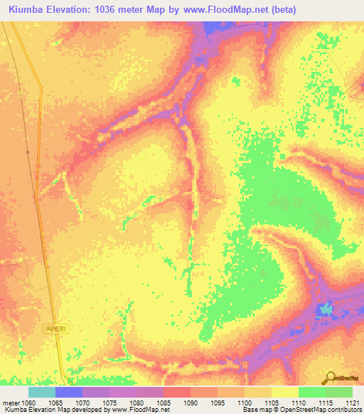 Kiumba,Congo (Kinshasa) Elevation Map