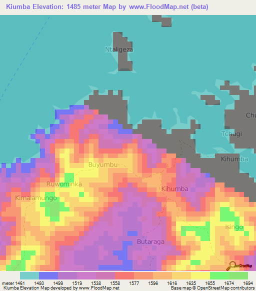 Kiumba,Congo (Kinshasa) Elevation Map
