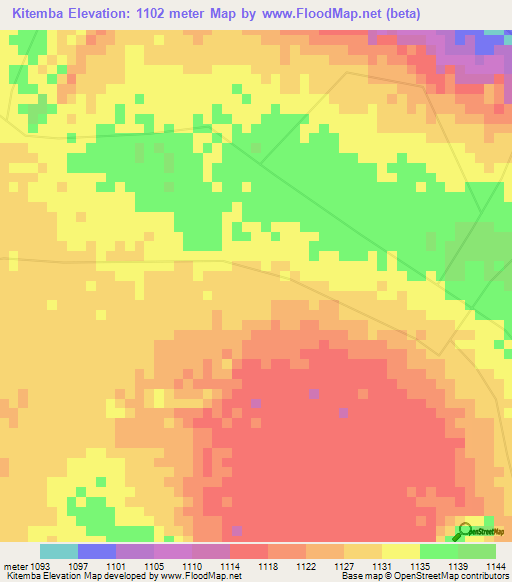 Kitemba,Congo (Kinshasa) Elevation Map