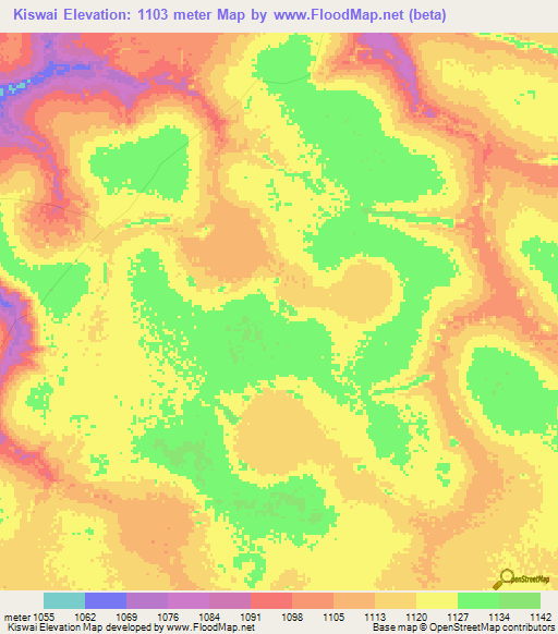 Kiswai,Congo (Kinshasa) Elevation Map