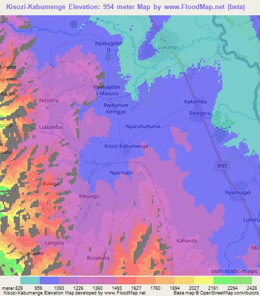 Kisozi-Kabumenge,Congo (Kinshasa) Elevation Map