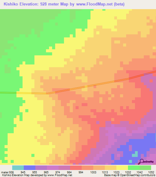 Kishiko,Congo (Kinshasa) Elevation Map