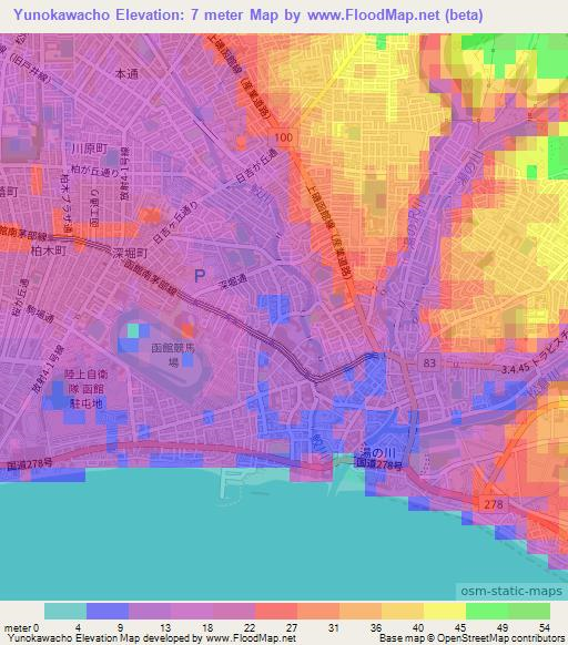 Yunokawacho,Japan Elevation Map