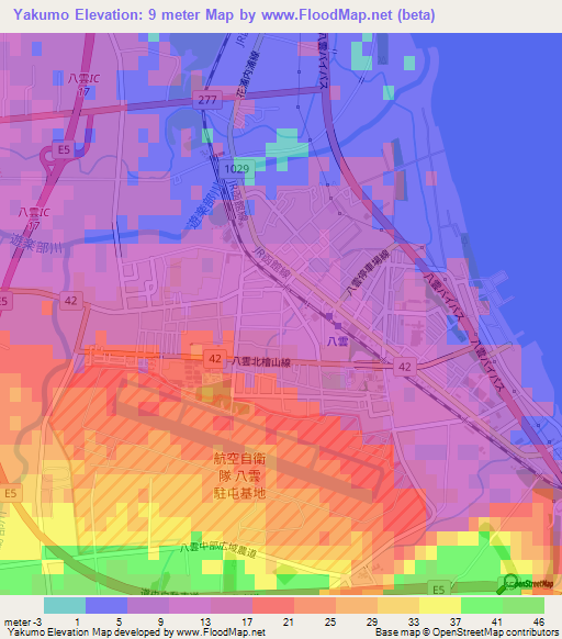 Yakumo,Japan Elevation Map