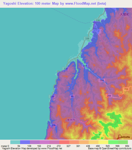 Yagoshi,Japan Elevation Map