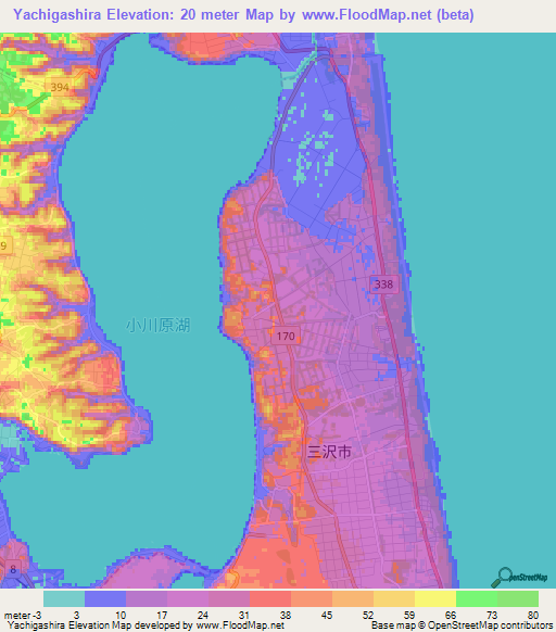 Yachigashira,Japan Elevation Map