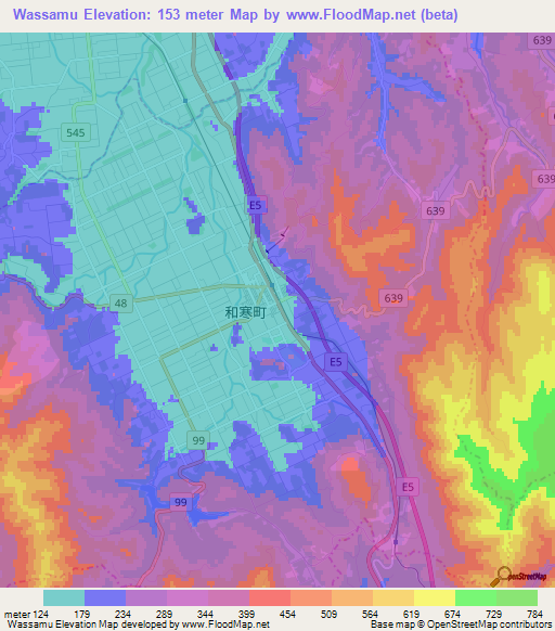 Wassamu,Japan Elevation Map