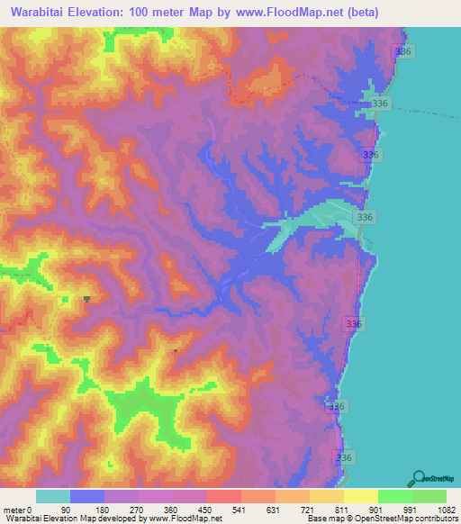Warabitai,Japan Elevation Map