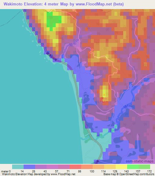 Wakimoto,Japan Elevation Map