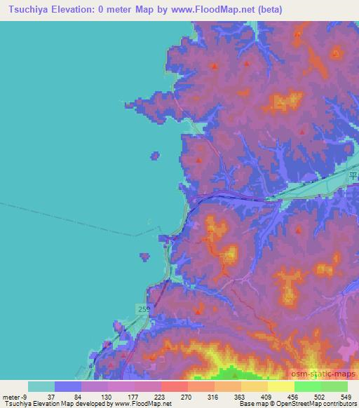 Tsuchiya,Japan Elevation Map