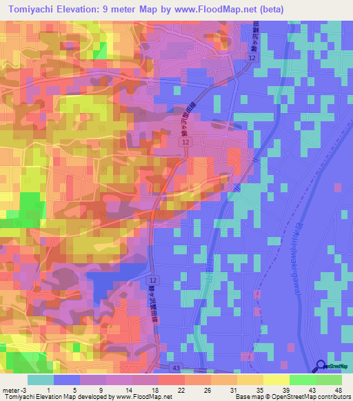 Tomiyachi,Japan Elevation Map