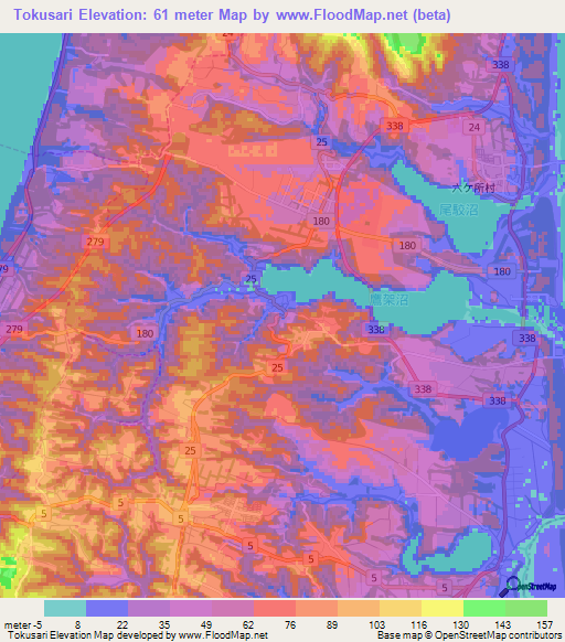 Tokusari,Japan Elevation Map