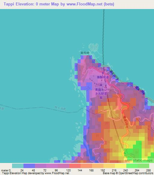 Tappi,Japan Elevation Map
