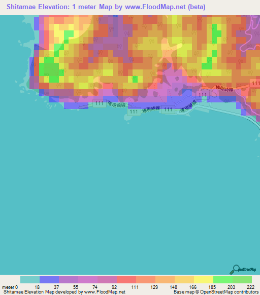 Shitamae,Japan Elevation Map