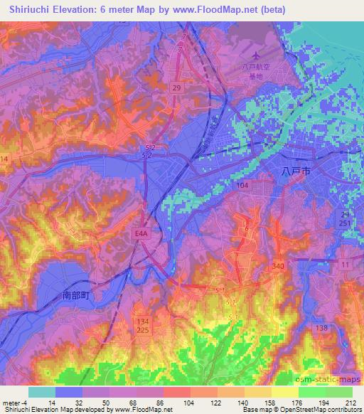 Shiriuchi,Japan Elevation Map