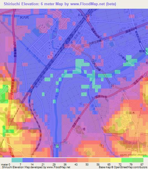 Shiriuchi,Japan Elevation Map
